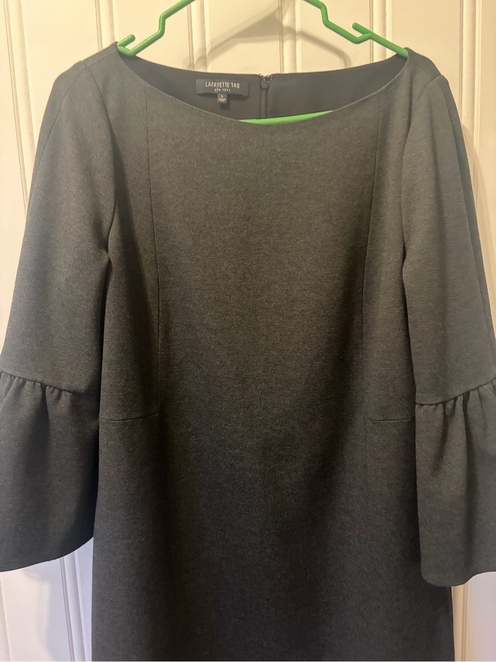 Lafayette 148 Marissa Bell Sleeve Grey Dress Size L - Picture 6 of 10